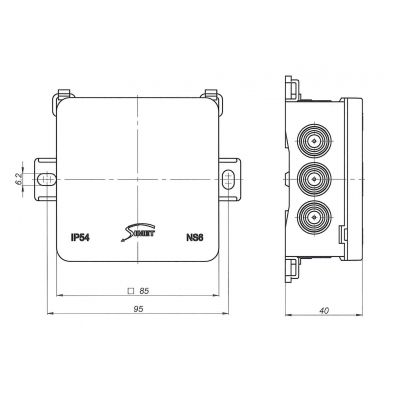 Puszka instalacyjna naścienna NS6 FASTBOX&HOOK szary SIMET (35346102)