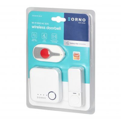 Bezprzewodowy dzwonek do drzwi sieciowy 230V przycisk SOS Wifi Tuya biały ORNO (OR-DB-MK-175/W)