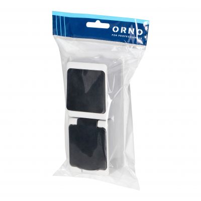 Łącznik pojedynczy + Gniazdo AQUATIC MINI IP54  biało-czarne ORNO (OR-OE-7307/WB)