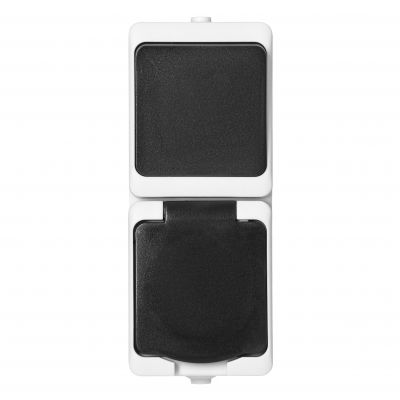 Łącznik pojedynczy + Gniazdo AQUATIC MINI IP54  biało-czarne ORNO (OR-OE-7307/WB)