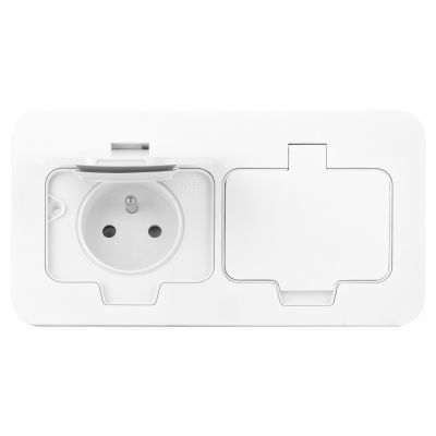 Hermetyczne gniazdo elektryczne podwójne prostokątne IP55 2x2P+Z(French) białe ORNO (OR-GM-9047/W)