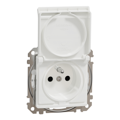 Sedna Design & Elements Gniazdo pojedyncze z uziemieniem z przesłonami zaciski bezgwintowe IP44 białe SDD211014 SCHNEIDER (SDD211014)