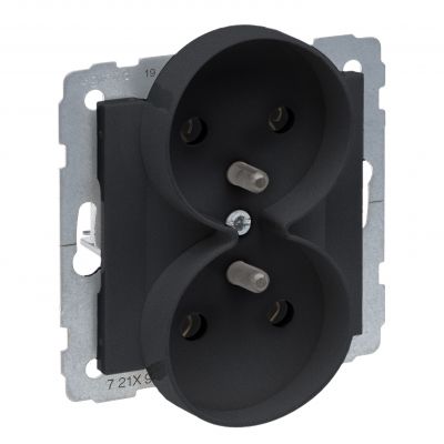 Suno Gniazdo Podwójne Z Uziemieniem 2x2P+Z 16A 250 V Zaciski Śrubowe Możliwość Montażu W Ramkach Wielkorotynych Czarny 721491 LEGRAND (721491)