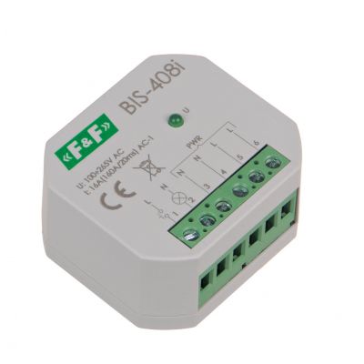 Przekaźnik bistabilny podtynkowy do podświetlanych przycisków z przekaźnikiem inrush 160A/20ms BIS-408-LED F&F (BIS-408-LED)