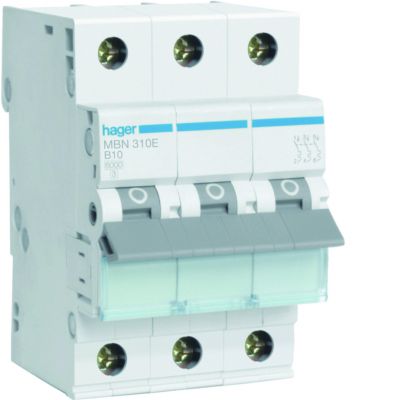 MCB Wyłącznik nadprądowy 6kA 3P B10A MBN310E HAGER (MBN310E)