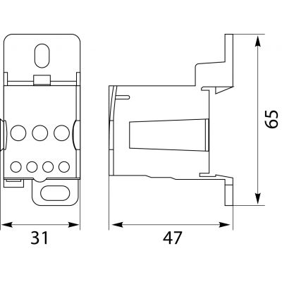 Blok rozdzielczy 80A Al/Cu UKK-80 1x16mm, 4x6mm, 2x16mm 49.580 OPATÓWEK (49.580)