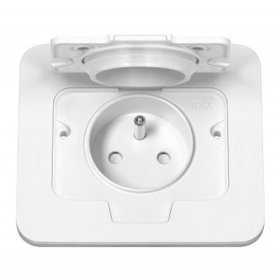 Hermetyczne gniazdo elektryczne prostokątne IP55 1x2P+Z(French) białe ORNO (OR-GM-9031/W)