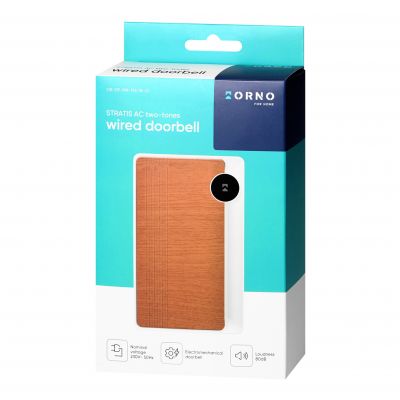 Dzwonek do drzwi przewodowy 230V 2-tonowy DING-DONG 80dB biało-dębowy ORNO (OR-DP-MR-176/W-O)