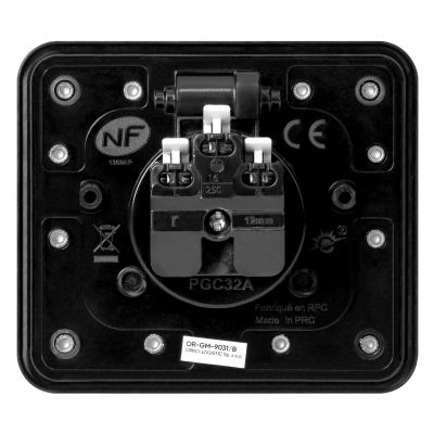 Hermetyczne gniazdo elektryczne prostokątne IP55 kąt otwarcia 110st. czarne ORNO (OR-GM-9031/B)