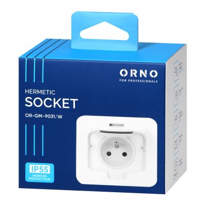 Hermetyczne gniazdo elektryczne prostokątne IP55 1x2P+Z(French) białe ORNO (OR-GM-9031/W)