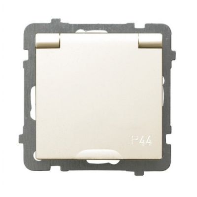 AS Gniazdo bryzgoszczelne z uziemieniem IP44 klapka w kolorze wyrobu kolor ecru GPH-1GZ/m/27/w OSPEL (GPH-1GZ/m/27/w)