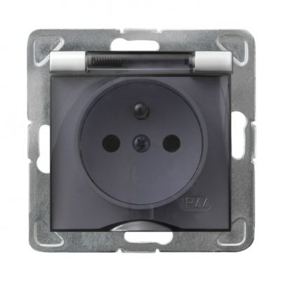 IMPRESJA Gniazdo bryzgoszczelne z uziemieniem IP44 klapka w kolorze wyrobu kolor biały GPH-1YZ/m/00/w OSPEL (GPH-1YZ/m/00/w)