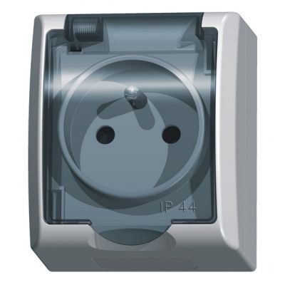FALA Gniazdo pojedyncze z uziemieniem klapka przezroczysta kolor biały GNH-1HZ/00/d OSPEL (GNH-1HZ/00/d)