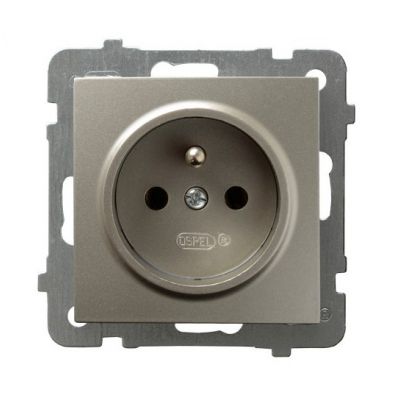 AS Gniazdo pojedyncze z uziemieniem kolor satyna light GP-1GZ/m/45 OSPEL (GP-1GZ/m/45)