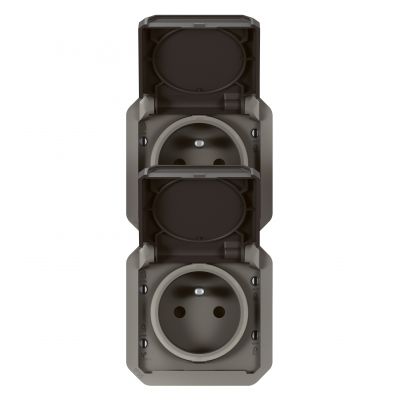 PLEXO Gniazdo podwójne hermetyczne IP55 podtynkowe pionowe antracyt 069843L LEGRAND (069843L)