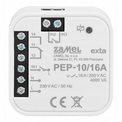 Moduł przekaźnika bezpotencjałowego dopuszkowy 16A 230V PEP-10 16A RM16A ZAMEL (EXT10000320)