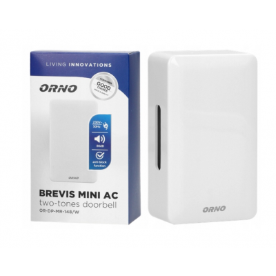 Dzwonek elektromechaniczny dwutonowy BREVIS MINI AC, 230V, biały OR-DP-MR-148/W ORNO (OR-DP-MR-148/W)