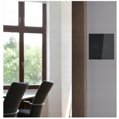 Włącznik podtynkowy podwójny Wi-Fi Tuya Smart Home czarny ORNO (OR-SH-17201/B)