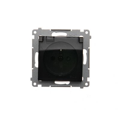 Simon 54 Gniazdo wtyczkowe do wersji IP44 Z USZCZELKĄ 16A 250V zaciski śrubowe klapka transparentna czarny *Uszczelka do ramek S54 PREMIUM DGZ1BZ.01/49A KONTAKT (DGZ1BZ.01/49A)