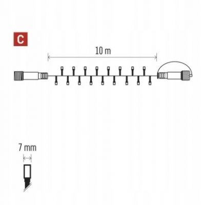 Lampki choinkowe łączone Profi łańcuch 100 LED 10m zimna biel czarny przewód IP44 timer EMOS (D2AC04)