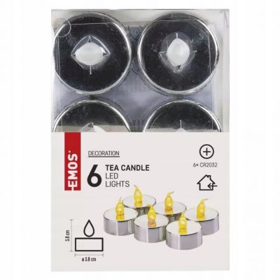 Świeczki tealight srebrne 6x CR2032 vintage kpl. 6 szt. EMOS (DCCV12)